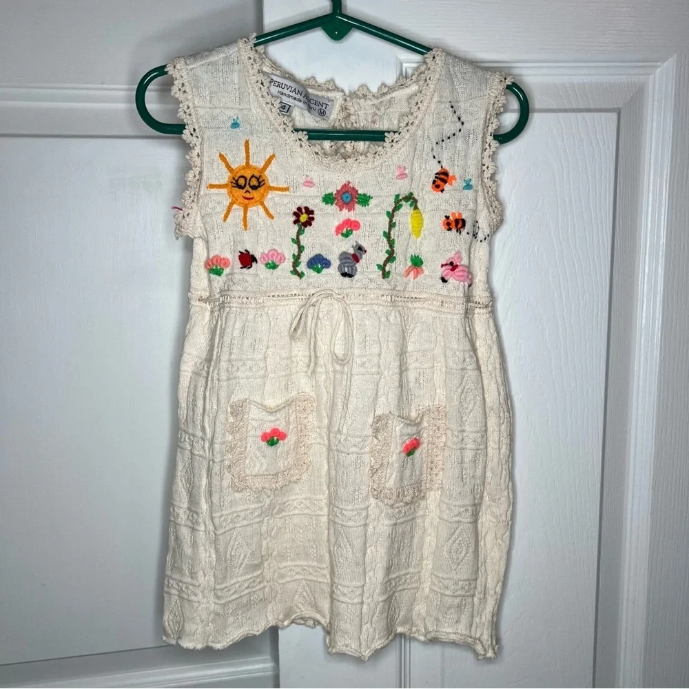 Peruvian Accent Handmade in Peru Little Girl Knit Dress Size 4.